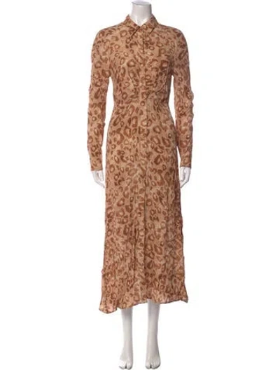 Pre-owned Favorite Daughter Animal Print Long Dress In Neutral