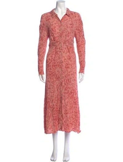 Pre-owned Favorite Daughter Animal Print Midi Length Dress In Pink