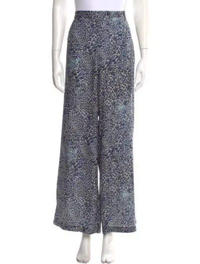 Pre-owned Favorite Daughter Animal Print Wide Leg Pants In Blue