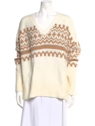Pre-owned Favorite Daughter Cashmere Striped Sweater In Neutral
