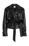 Favorite Daughter Charles Cropped Leather Jacket In Black