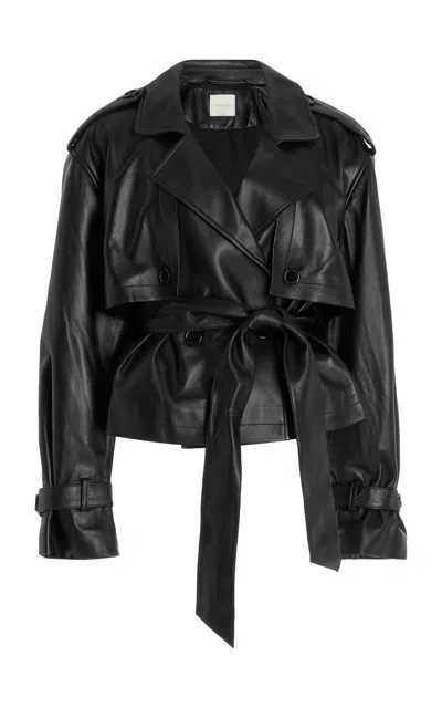 Favorite Daughter Charles Cropped Leather Jacket In Black