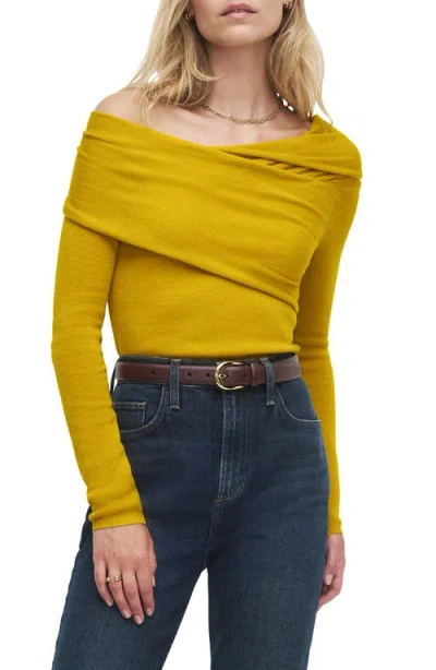 Favorite Daughter Charmed One-shoulder Merino Wool Top In Gold