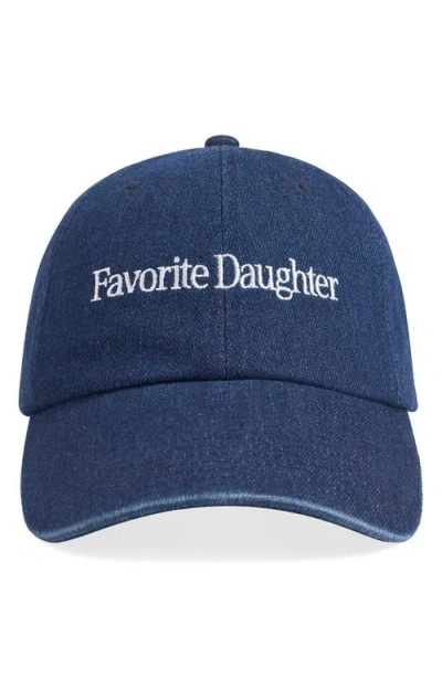 Favorite Daughter Classic Logo Cotton Denim Baseball Cap In Blue