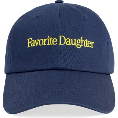 Favorite Daughter Classic Logo Cotton Twill Baseball Cap In Navy/yellow