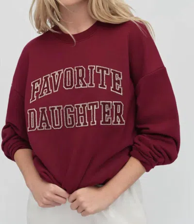 Favorite Daughter Collegiate Embroidery Sweatshirt In Burgundy In Brown