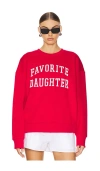 Favorite Daughter Collegiate Cotton Blend Sweatshirt In Haute Rouge & White