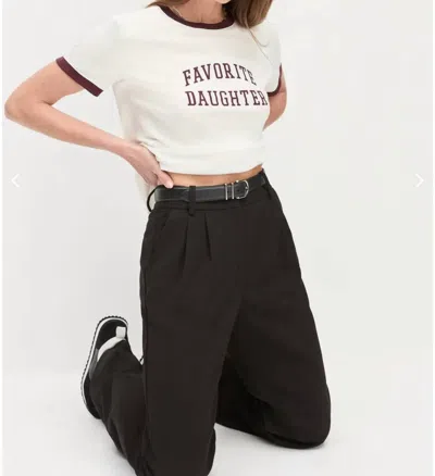 FAVORITE DAUGHTER COLLEGIATE RINGER TEE IN WHITE BURGUNDY