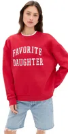 Favorite Daughter Collegiate Cotton Blend Sweatshirt In Haute Rouge With White