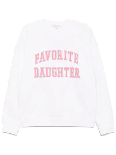 Favorite Daughter Collegiate Sweatshirt In White/neon Pink