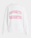Favorite Daughter Collegiate Sweatshirt In White W Neon Pink