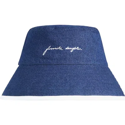 Favorite Daughter Contrast Binding Cotton Denim Bucket Hat In Pink