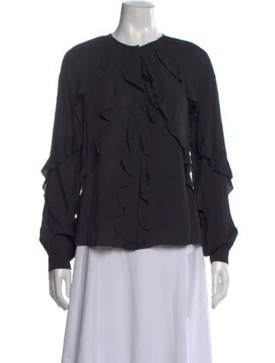 Pre-owned Favorite Daughter Crew Neck Long Sleeve Blouse W/ Tags In Black