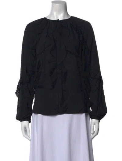 Pre-owned Favorite Daughter Crew Neck Long Sleeve Blouse W/ Tags In Black