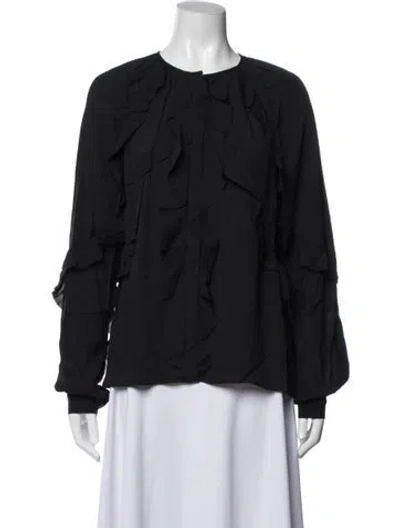 Pre-owned Favorite Daughter Crew Neck Long Sleeve Blouse W/ Tags In Black