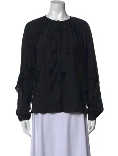 Pre-owned Favorite Daughter Crew Neck Long Sleeve Blouse W/ Tags In Black