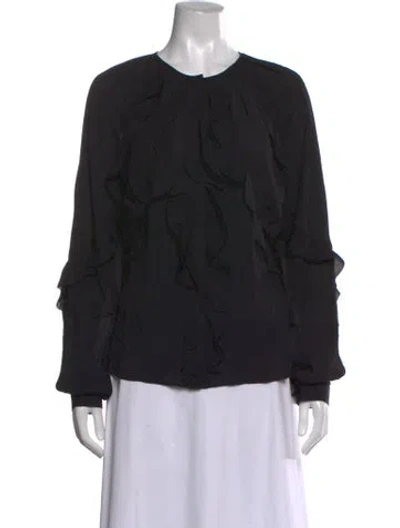 Pre-owned Favorite Daughter Crew Neck Long Sleeve Blouse W/ Tags In Black
