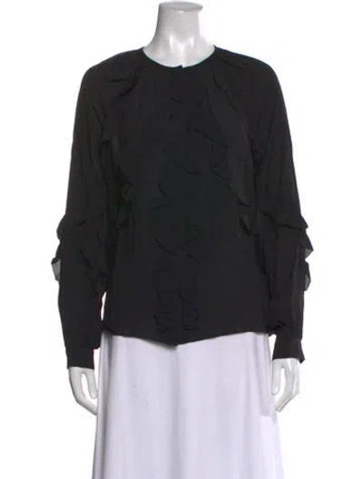 Pre-owned Favorite Daughter Crew Neck Long Sleeve Blouse W/ Tags In Black