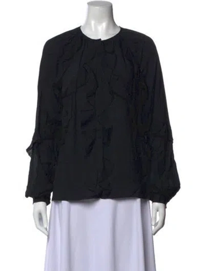 Pre-owned Favorite Daughter Crew Neck Long Sleeve Blouse W/ Tags In Black