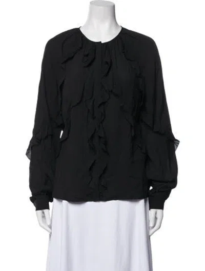 Pre-owned Favorite Daughter Crew Neck Long Sleeve Blouse W/ Tags In Black