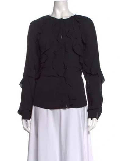 Pre-owned Favorite Daughter Crew Neck Long Sleeve Blouse W/ Tags In Black
