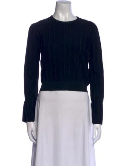 Pre-owned Favorite Daughter Crew Neck Long Sleeve Crop Top In Black