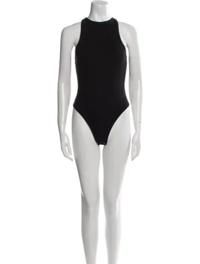 Pre-owned Favorite Daughter Crew Neck Sleeveless Bodysuit In Black