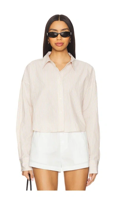 Favorite Daughter Crop Ex-boyfriend Shirt In 沙条纹