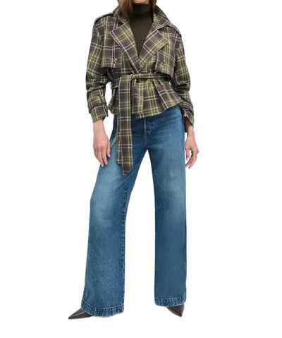 Favorite Daughter Cropped Charles Trench Coats In Countryside Plaid In Multi
