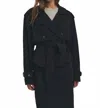 Favorite Daughter Cropped Charles Trench Jacket In Black In Black
