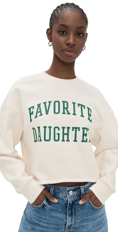 Favorite Daughter Cropped Collegiate Sweatshirt In Gardenia/emerald