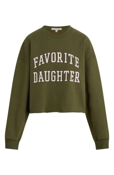 Favorite Daughter Cropped Collegiate Sweatshirt In Green