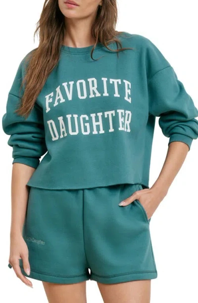 Favorite Daughter Cropped Collegiate Sweatshirt In Green