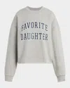 Favorite Daughter Cropped Collegiate Sweatshirt In Heather Grey W/navy