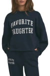 Favorite Daughter Cropped Collegiate Sweatshirt In Navy W/white