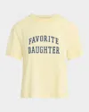 Favorite Daughter Cropped Collegiate T-shirt In Moonbeam W/navy