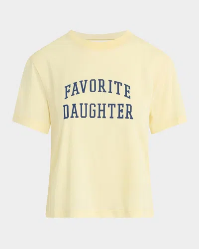 Favorite Daughter Cropped Collegiate T-shirt In Moonbeam W/navy