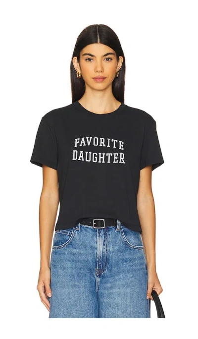 Favorite Daughter Shirt Cropped Collegiate In Black W/white