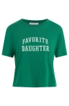 Favorite Daughter Cropped Collegiate Tee In Emerald W/white