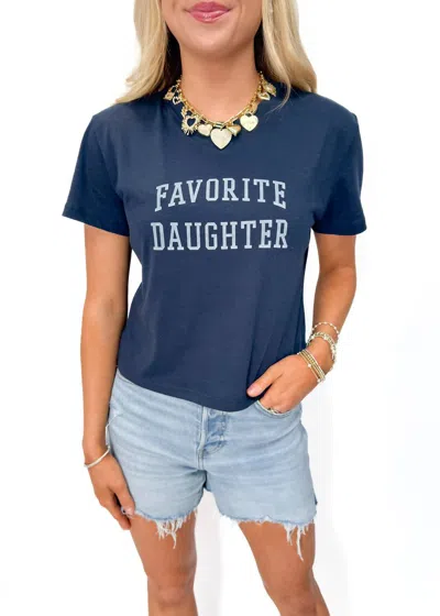 Favorite Daughter Cropped Collegiate Tee In Navy In Blue