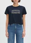 Favorite Daughter Cropped Collegiate Tee In Navy In Blue