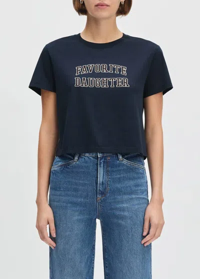 Favorite Daughter Cropped Collegiate Tee In Navy In Blue