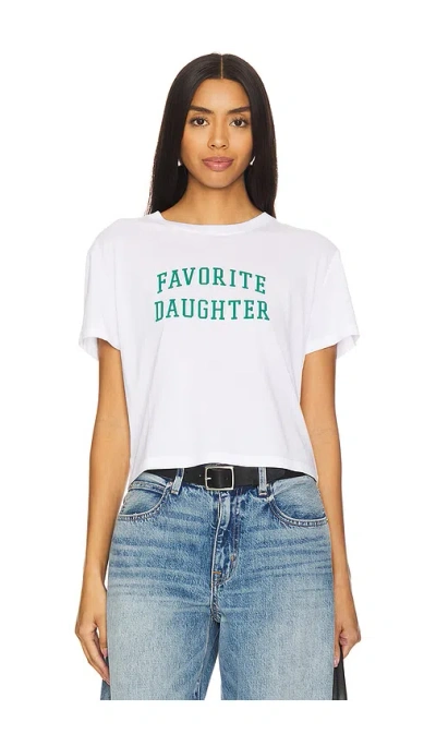 Favorite Daughter Cropped Collegiate Tee In White