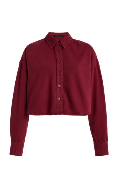 Favorite Daughter Cropped Cotton-blend Shirt In Burgundy