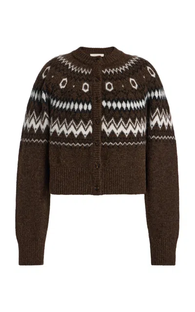 Favorite Daughter Cropped Knitted Cardigan In Brown