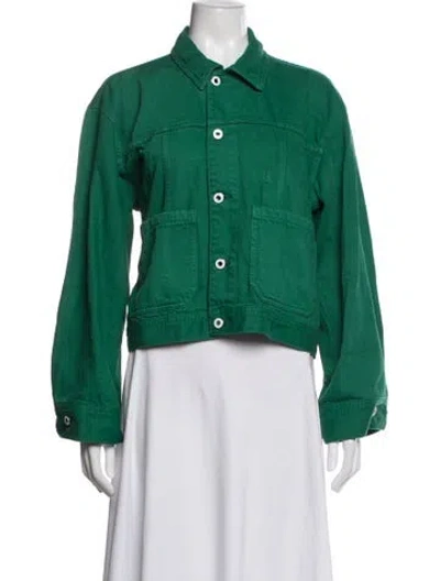 Pre-owned Favorite Daughter Denim Jacket In Green