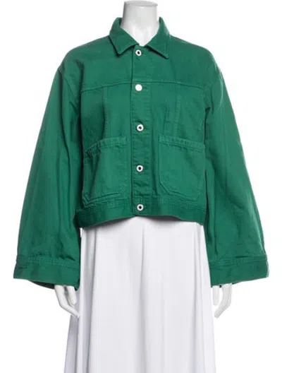 Pre-owned Favorite Daughter Denim Jacket In Green