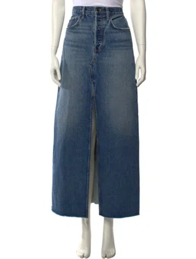 Pre-owned Favorite Daughter Distressed Accents Long Skirt In Blue