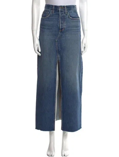 Pre-owned Favorite Daughter Distressed Accents Long Skirt In Blue