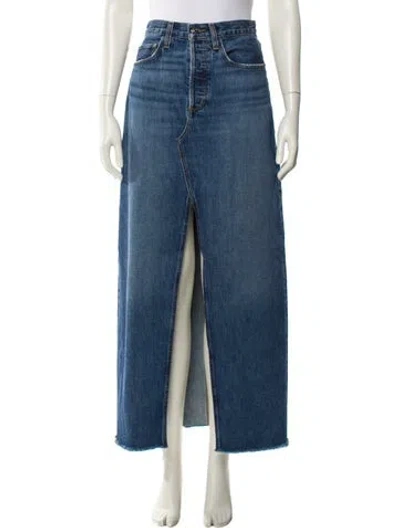 Pre-owned Favorite Daughter Distressed Accents Long Skirt In Blue